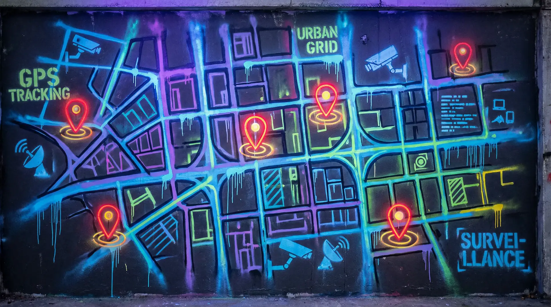 桃花社区免费观看HD 狗仔追踪地图 - 城市涂鸦风格